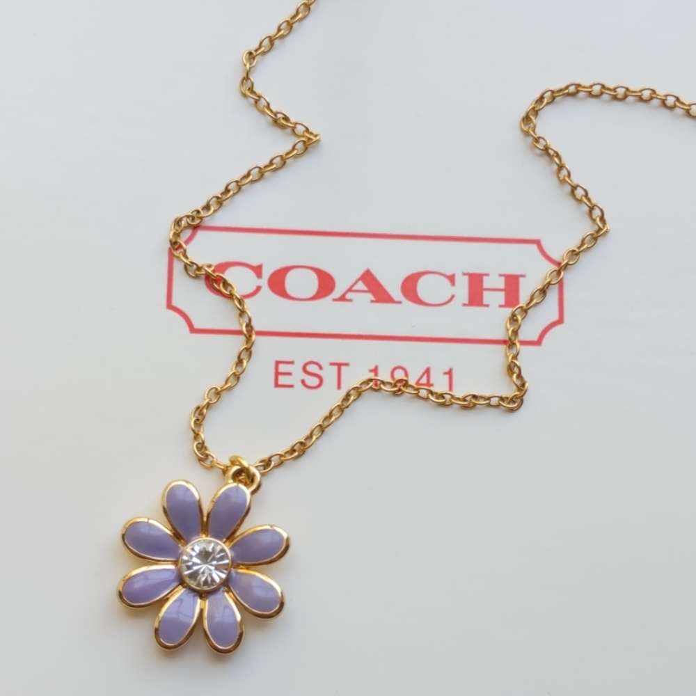 Coach Paved Daisy Flower Charm Gold Plated …